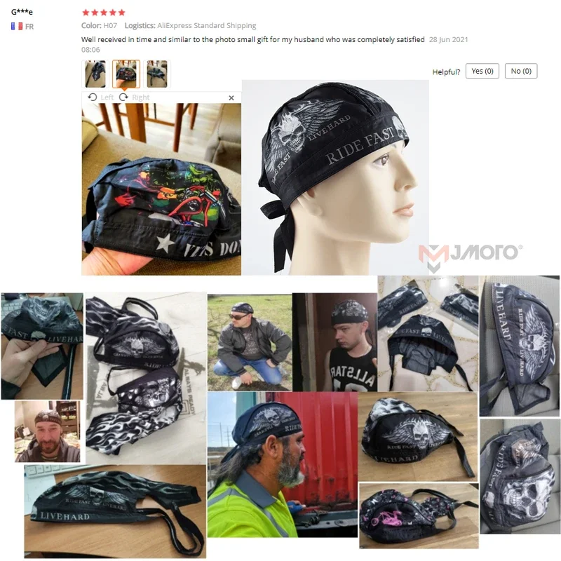 Retro Motorcycle Bandanna Cap for Men - UPF 50+ Sun Protection, Breathable Polyester, Adjustable Fit for Motocross/MTB/Outdoor 5
