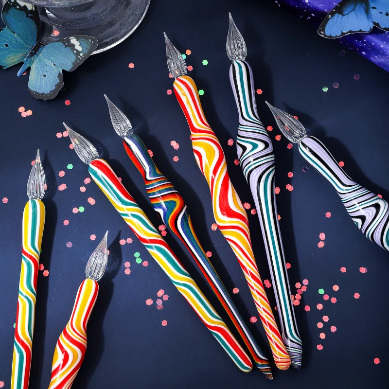 Magic Graffiti Colorful Glass Dip Pen, Signature Pen Student Writing Gift Pen