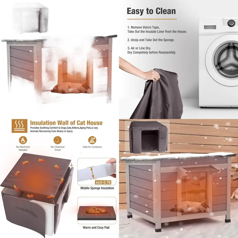 

Insulated Outdoor Cat House for Winter - Warm Shelter Against Cold Weather