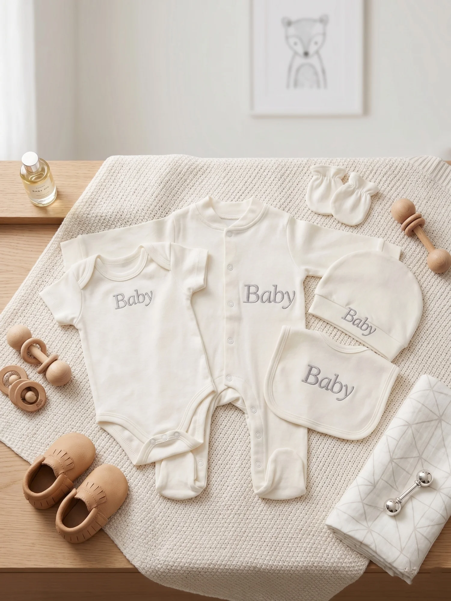 ensemble-5-pieces-nouveau-ne-en-coton-biologique-blanc-style-nordique-barboteuse-a-pieds-brodee-3d-cadeau-pleine-lune-et-cent-jours