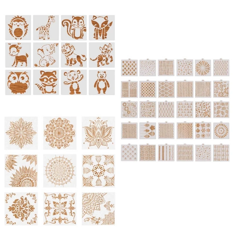 Hollow out Animal Painting Templates Mandala Stencils for DIY Fabric Wall-Decor Y3NC