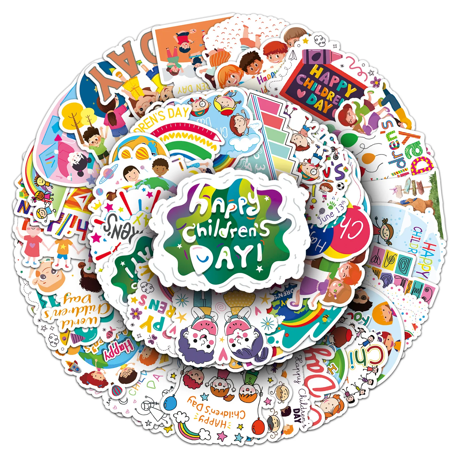 10/30/50PCS Celebrate Festivals Sticker Children's Day Waterproof Graffiti DIY Bicycle Skateboard Laptop Phone Guitar Decoration