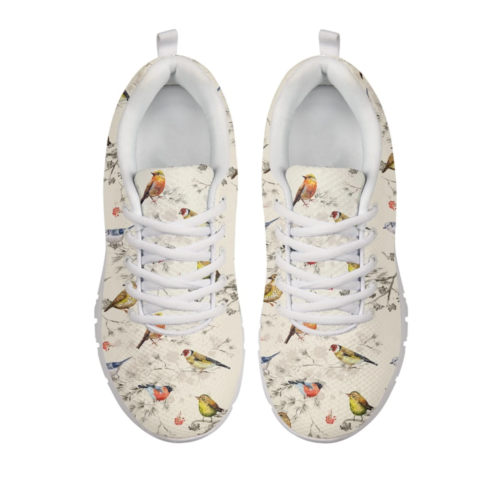 Mesh Sport Jogging Running Shoes For Women Nurse Walk Casual Shoes Cute Bird Print 2025 Lightweight Ladies Sneakers Woman Flats
