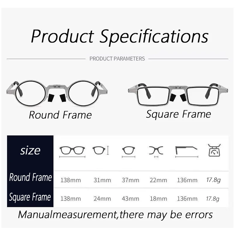 Metal Blue light blocking High Definition vintage Folding Portable Polarized Men\'s  Reading Glasses