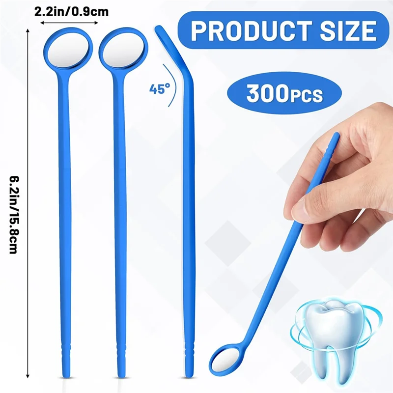 A97G 300 Pcs Disposable  Mirror Anti Fog Mouth Mirror Individually Packed  Mirror For Teeth Oral