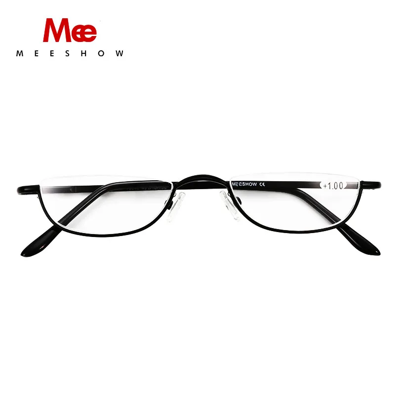 MEESHOW Reading Glasses for Woman Half Rim Comfort Spring Hinges for Men metal presbyopia stylish glasses +1.75 +2.25 +3.5 340