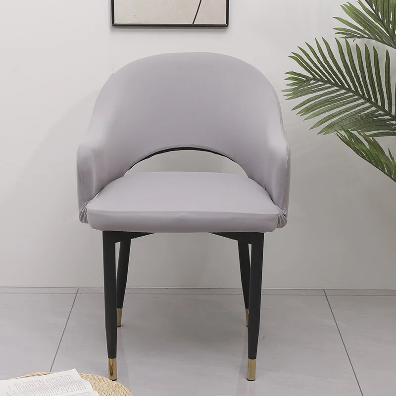 Milk silk Chair Cover Stretch Washable Removable Hollow A Font Arc Back Seat Universal for Home Office Dining Chair Slipcover