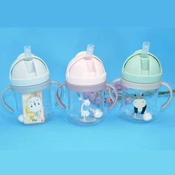 250ml Baby Feeding Cup with Straw Learn Feeding Drinking Bottle Training Cup