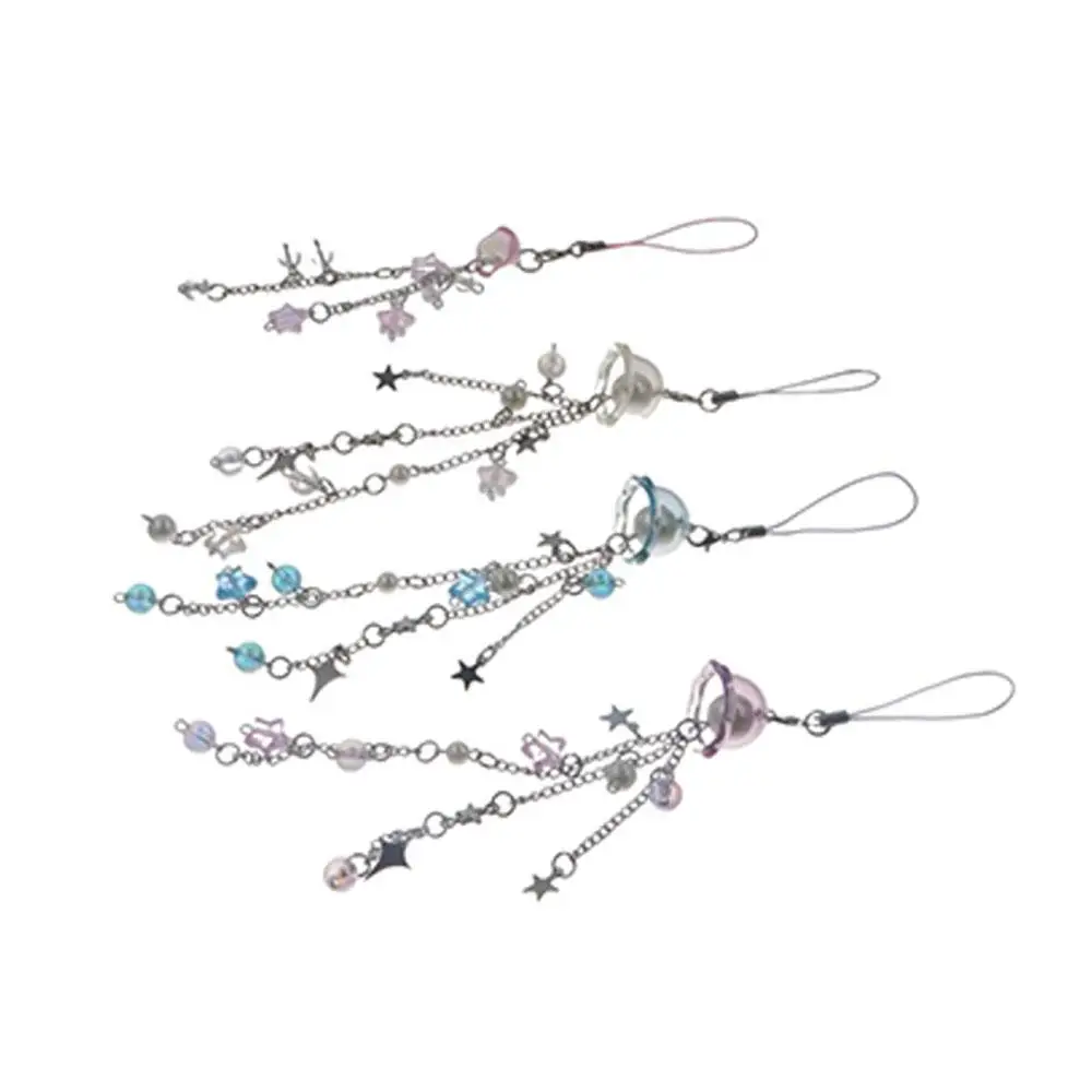 Ocean Style Jellyfish Phone Pendant Phone Charm Seashell Y2K Phone Lanyard with Star Handmade Beaded Phone Chain Bag Keychain