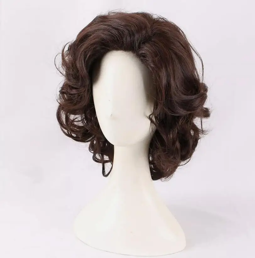 cosplay wig men's wigs dark brown short wavy curly