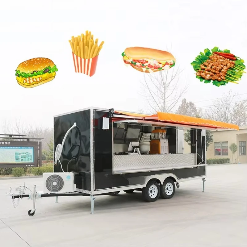 Mobile Fast Food Truck Street Vending Trailer With Multifunctional Cooking Equipment For Burger Hot Dog Snack Business Customize