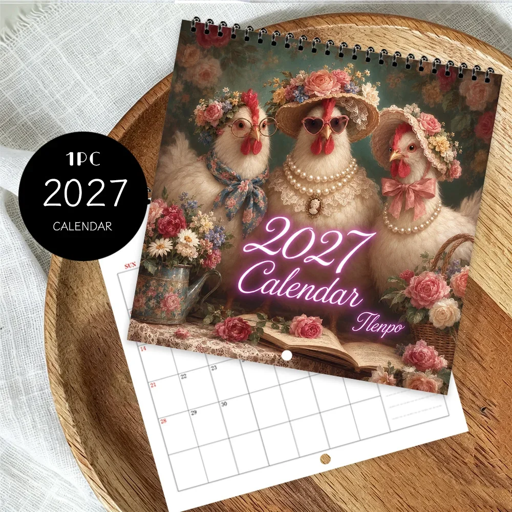 1pc 2027 Fun Rooster Wall Calendar, 12-Month Monthly Planner, Perfect Gift for Back-to-School Season, Christmas, New Year