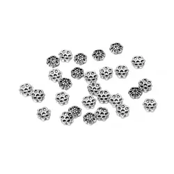 100pcs/Lot 6mm Antique Bead Caps Carved Flower Bead End Caps Receptacle Hollow Out Flower Torus DIY Spaced Apart Jewelry