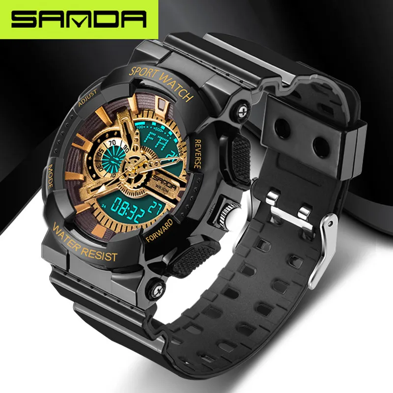 Fashion Sanda Top Brand Men\'s Led Digital G Outdoor Multi-function Student Gfit Waterproof Military Sports Watch Relojes Hombre