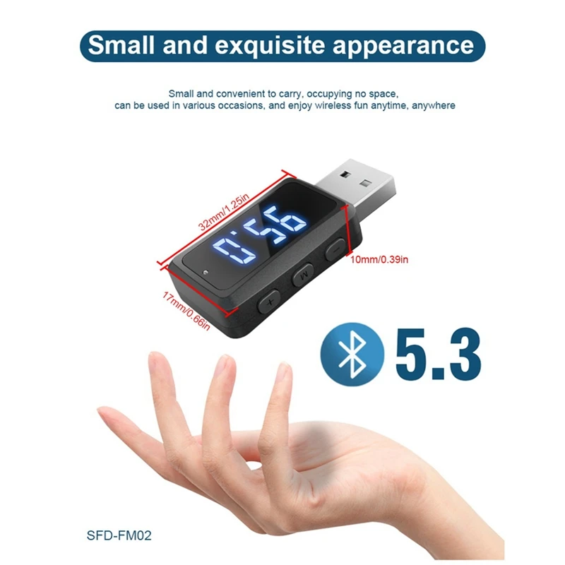 Carbluetooth 5.3 FM02 جهاز ريسيفر استقبال وإرسال حر اليدين الاتصال USB صغير إمدادات الطاقة سيارة عدة سيارة لاسلكية الصوت راديو السيارة دائم