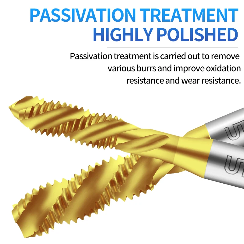UT TAP HSSE Left Hand With TIN Spiral Fluted Tap M2 M2.3 M2.5 M2.6 M3 M4 M5 M6 M8 M9 M10 M12 M14 M16 Metric Screw Thread Tap