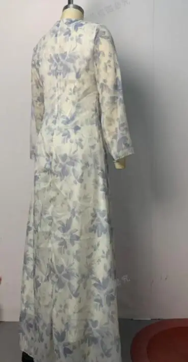 

New Women's Long Sleeve Elegant Printed Slim Long Dresses Temperament Commuting Spring Fashion Female Sweet Casual A Line Dress
