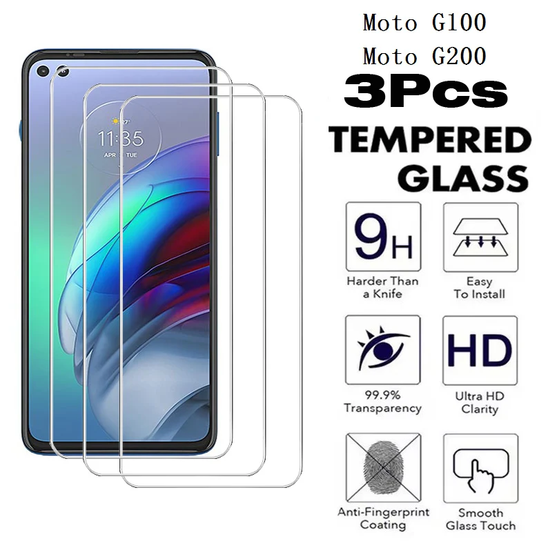 3 Stück 9H gehärtetes Glas für Motorola MOTO G100 G200 5G Displayschutzfolie
