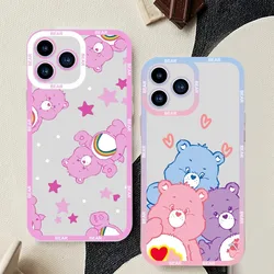 Cartoon-C-Care-Cute-B-Bears Phone Case For iPhone 11 12 Mini 13 14 15Pro Max Transparent Shell