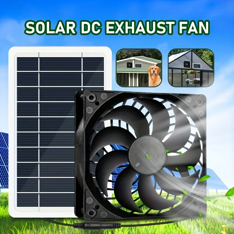 2W Solar Exhaust Fan with Solar Panel Heat Dissipation Ventilation Fan Set for Chicken Coop Greenhouse Shed Pet House Durable