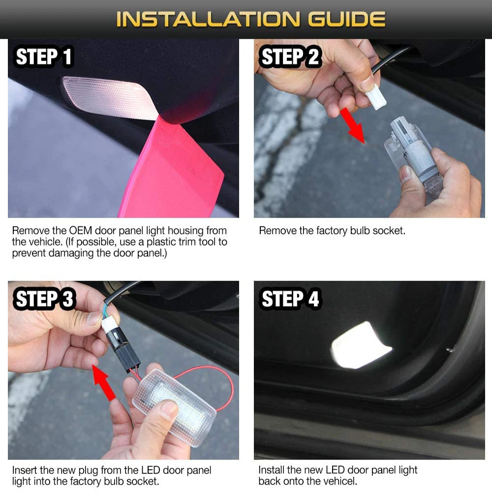 LED Door Courtesy Lights For Toyota GT86 Corolla Camry Prius Tundra Highlander 4Runner Land Cruiser Sienna Avalon Sequoia Venza