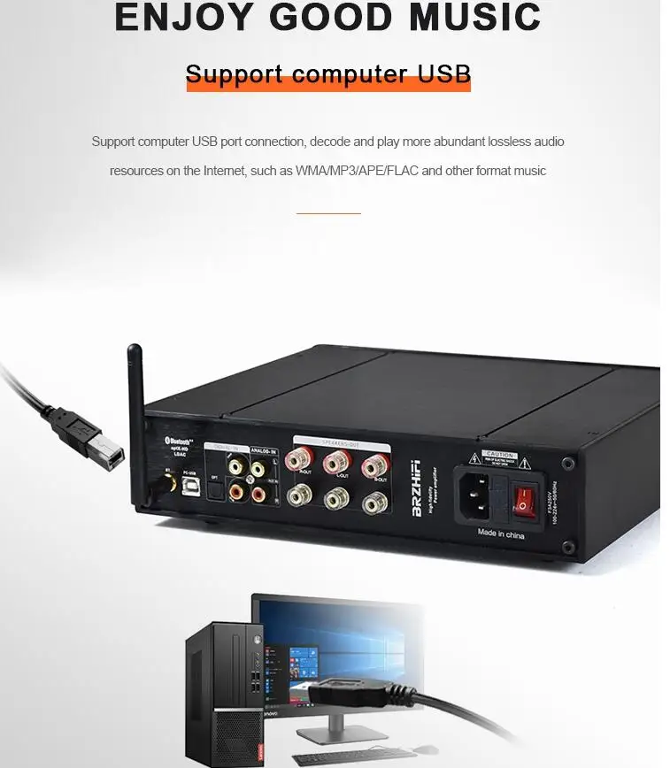 

Remote control high-power 2.1 channelU disk HD Bluetooth 5.0 LDAC digital power amplifier ES9018K2M decoding lossless playback