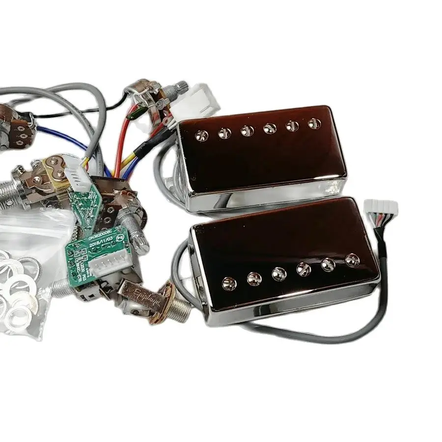 

Alnico V Guitar Humbucker Pickup Set, Golden Cover, with Pro Wiring Harness Quick Connectors, 498R, 498T, Guitar Pickups