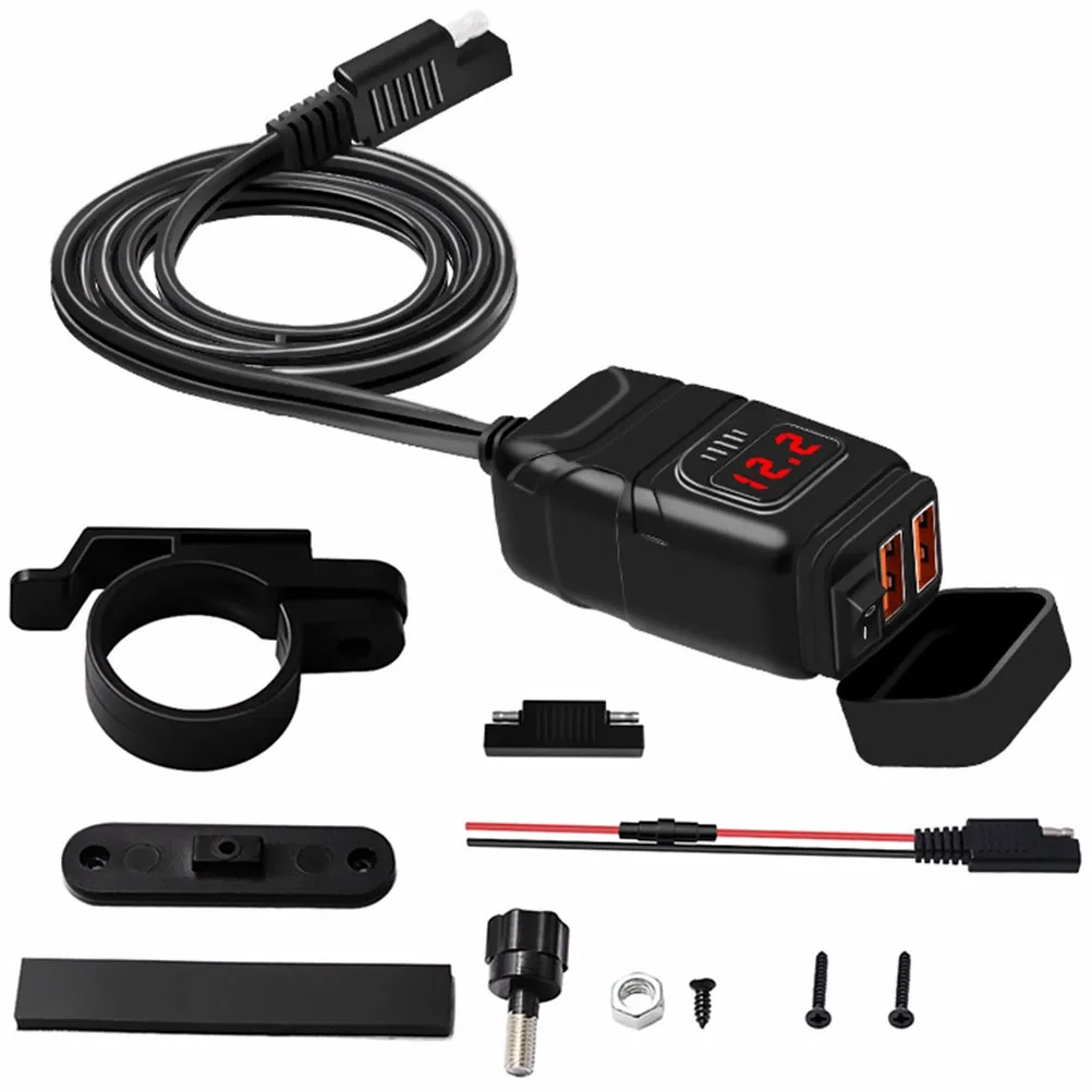 

1 set Car Motorbike Waterproof 2 Ports USB Adapter Heat Resistant Dust Cover ABS Material Rubber Protect Phone