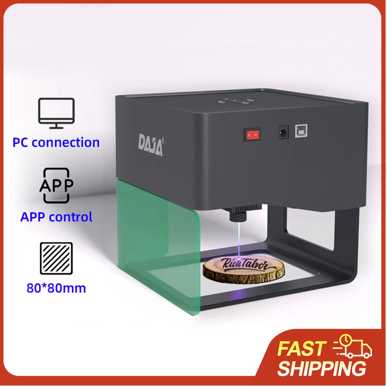 

DAJA DJ6 Laser Engraver 80x80mm Carving Area 3W Laser Power APP Control Portable Engraving Marking Machine for DIY Logo Printer