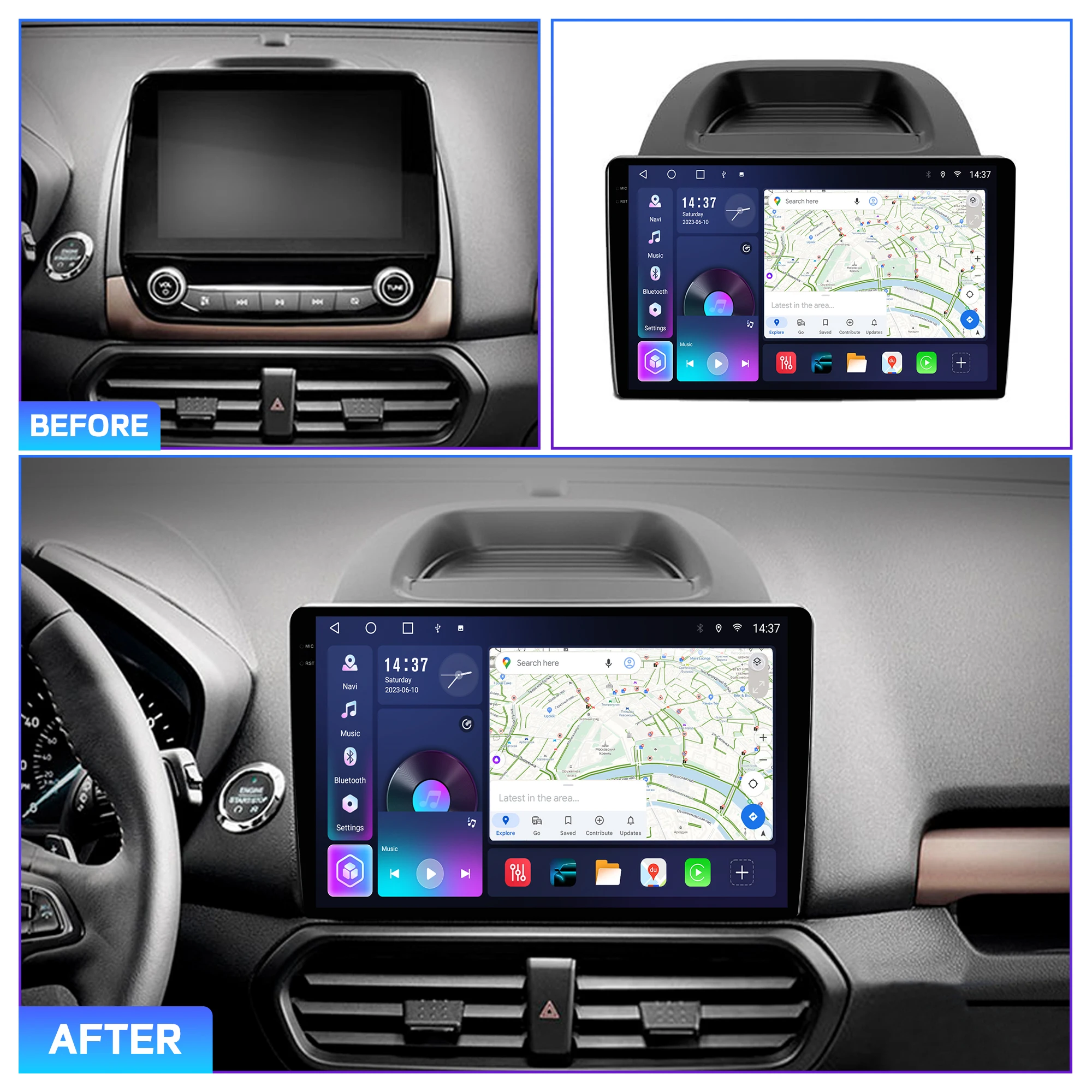 Penhui For Ford Eco Sport 2017 - 2021 Android Car DVD Player 2Din 9'' Touchscreen DSP Bluetooth Video Radio Multimedia System