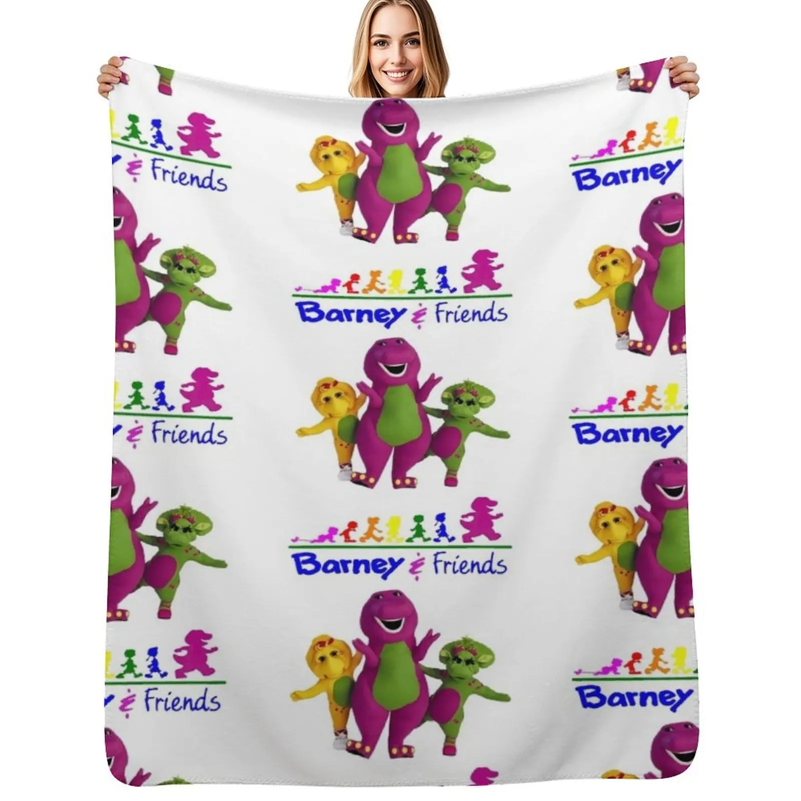 

Barney the dinosaur and friends Throw Blanket Warm Moving Custom Blanket