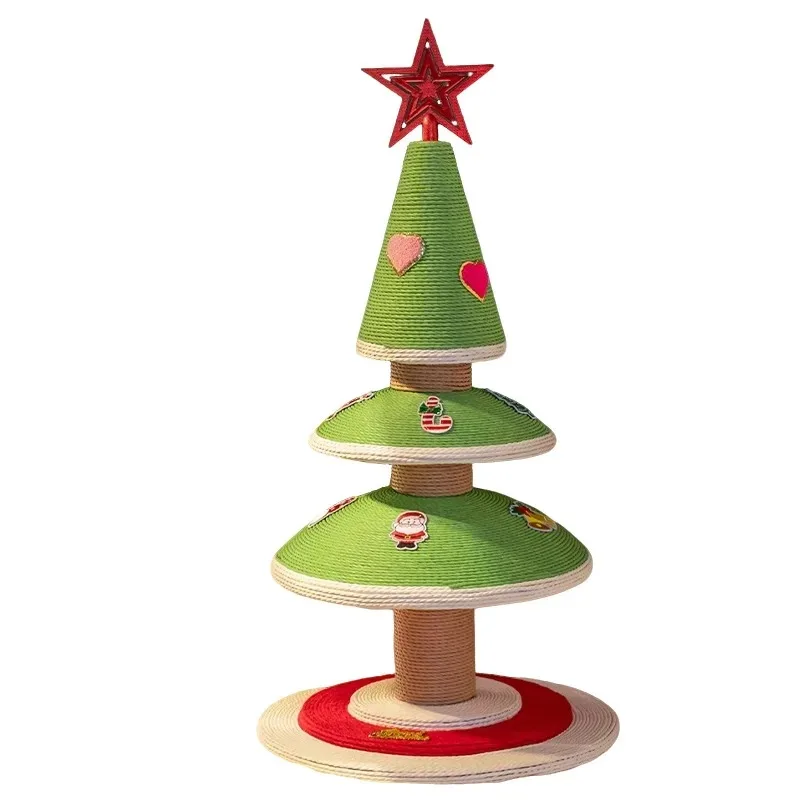 

Modern Christmas Tree-Style Cat Climbing Rack Integrated Cat Nest Grinding Claw Toy Sisal Board Scratcher Christmas Cat Tree