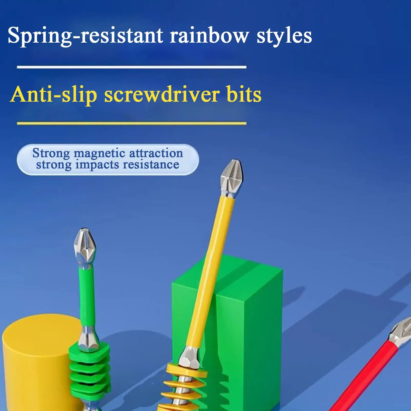 Screwdriver Drill Bit Set 2 Pieces Magnetic Screwdriver Bit Set Tough Anti-Slip Tips with Spring for Household Technician Work