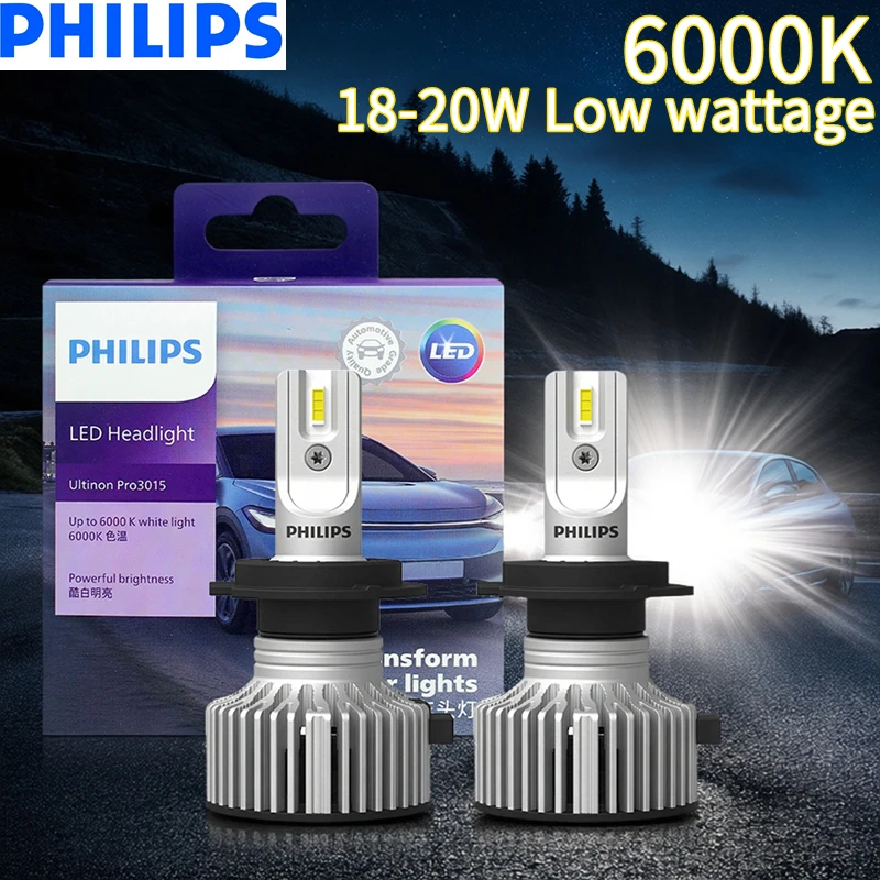 فيليبس LED H1 H3 H4 H7 H11 Ultinon Pro3101 12V/24V 6000K مشرق الأبيض HB3 9005 HB4 9006 HIR2 9012 مصابيح السيارات العلوي LED