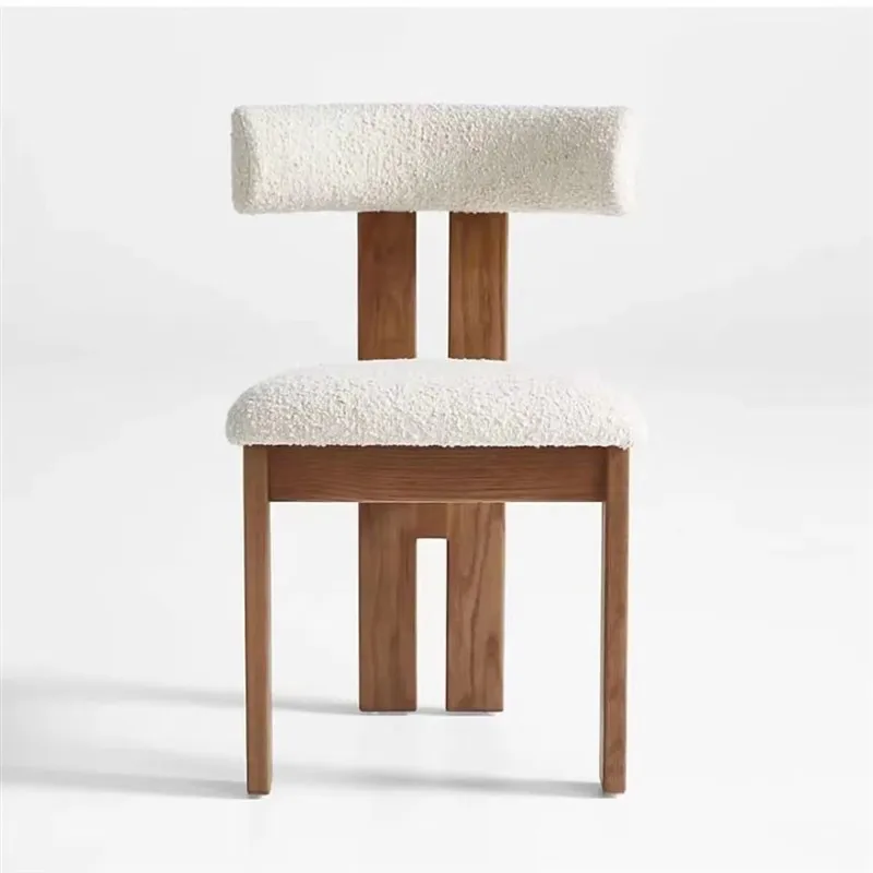 

Classic Wood Legs Dining Chairs Upholstered Beige Restaurant Relaxing Dining Chair Comfortable Sedie Sala Da Pranzo Furniture