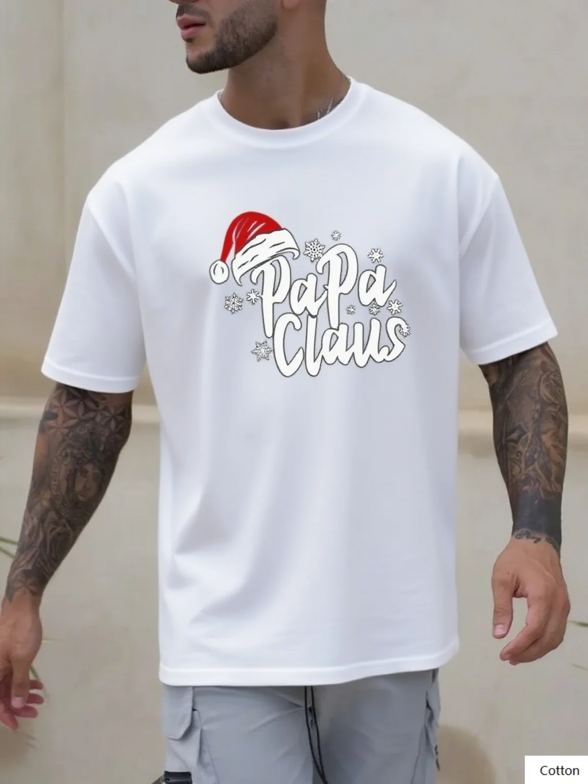 تي شيرت رجالي مطبوع من القطن بتصميم بابا كلوز وعناصر عيد الميلاد رائع لموسم العطلة وعرض الروح الاحتفالية #2