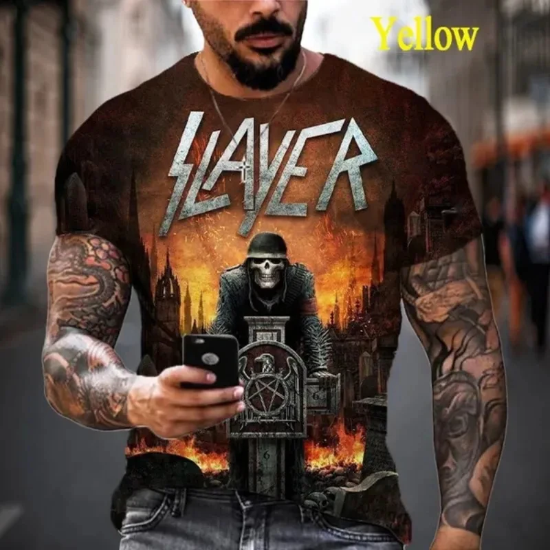 New Heavy Metal Rock Band Slayer Print T-shirts 3D Men\'s Hip Hop Style Short Sleeve Tee Shirt  Casual Youth personality Clothing