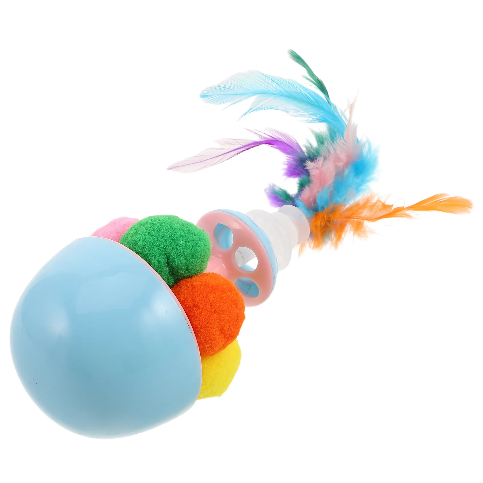 

Cat Interactive Pompom Ball Tumbler Teaser Self Playing Catnip Indoor Kitten Exercise Chase Play Cat Puff Balls