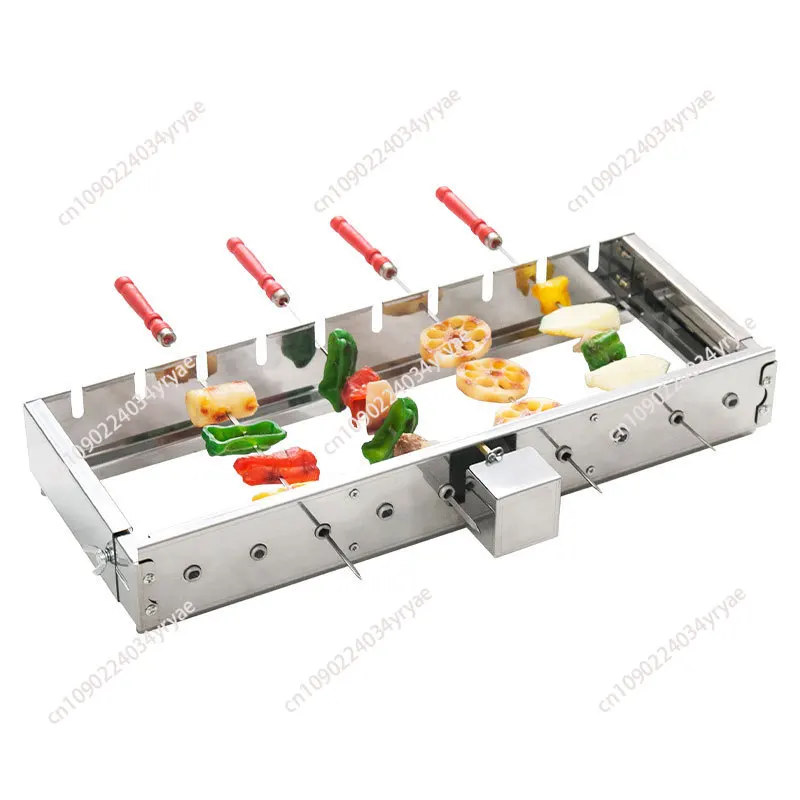 

Automatic Rotating Barbecue Grill with Adjustable Width, Commercial Stainless Steel Fully Automatic Barbecue Machine