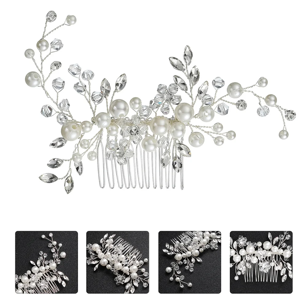 

1Pcs Exquisite Alloy Pearl Hair Comb Graceful Bridal Ornament Sweet Rhinestone Hair Accessory Women Elegant Headdress