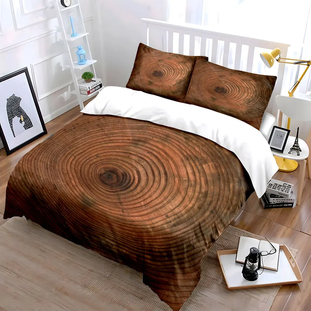 Wood Texture Decoration Set Soft Skin-Friendly Bedding Set Includes 1 Duvet Cover And 2 Pillowcase, Gift