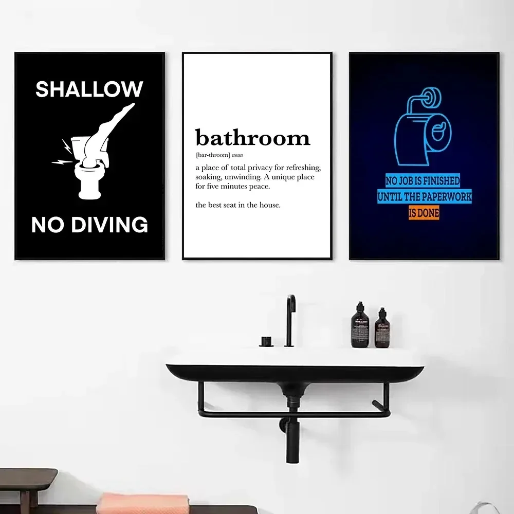 مثير بأعقاب مضحك الحمام تعريف علامة قواعد المرحاض يقتبس الجمالية قماش اللوحة ملصق جدار صورة فنية غرفة الديكور #2