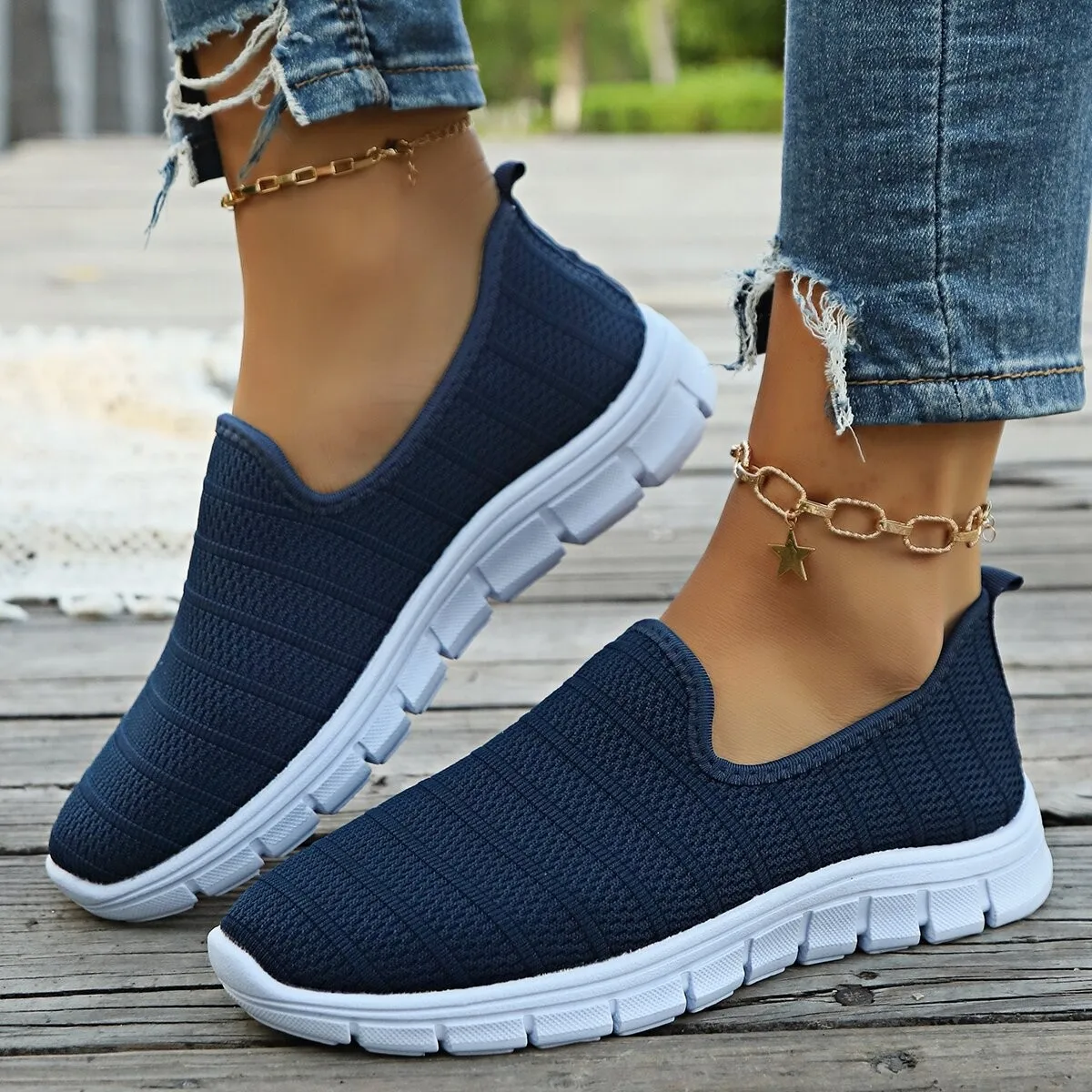 2024Summer Sneakers Slip On Flat Shoe Women\'s Fashion Casual Loafers Walking Shoe Outdoor Mesh Soft Bottom Sports