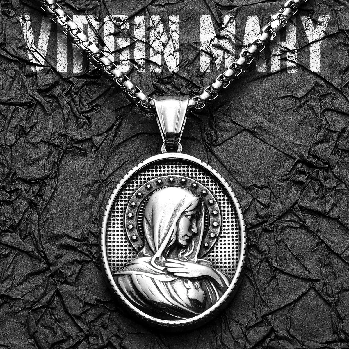 Virgin Mary Powerful Amulet Stainless Steel Men Necklaces Pendant Chain Cool Vintage New in For Women Jewelry Gifts Wholesale