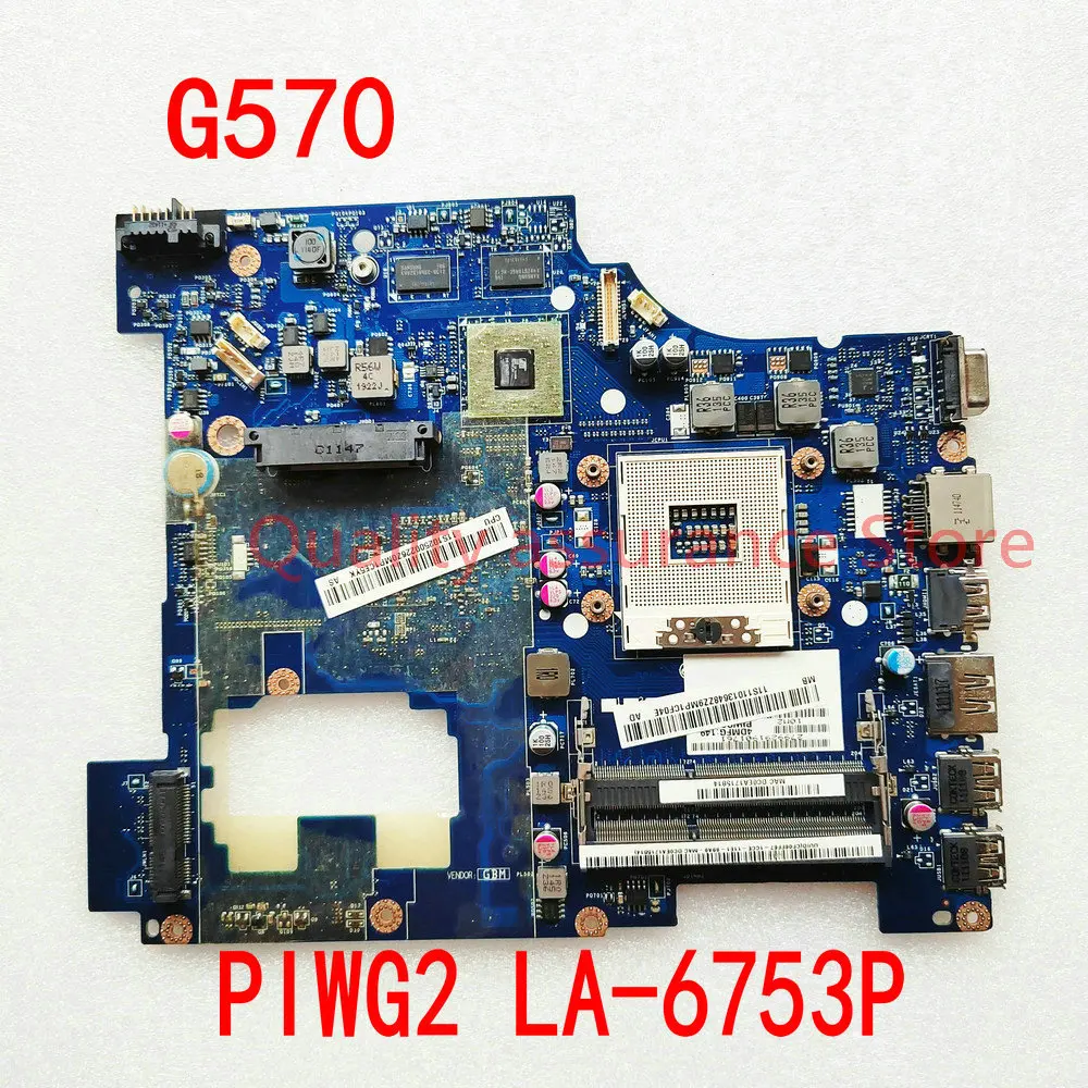 PIWG2 LA-6753P For Lenovo Ideapad G570 NOTEBOOK G570 Laptop Motherboard LA-6753P HM65 PGA989 DDR3