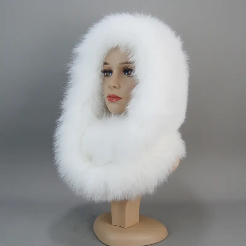 Luxury Knit Genuine Fur Caps Muffler Winter Thick Women 100% Natural Fox Fur Hat Scarves Lady Warm Fluffy Real Fox Fur Hat Scarf - Image 17