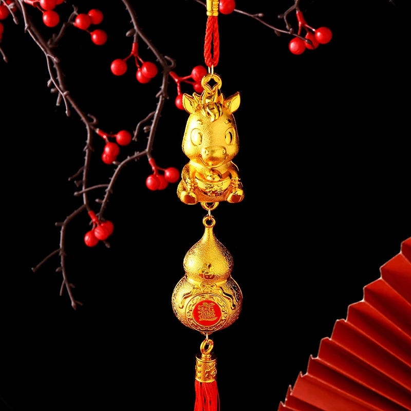 1 قطعة 2026 سنة الحصان الجدار الشنق حلية السنة الجديدة محظوظ الديكور هووسورمينغ النباتات الخضراء بوعاء قلادة صغيرة الهدايا #3