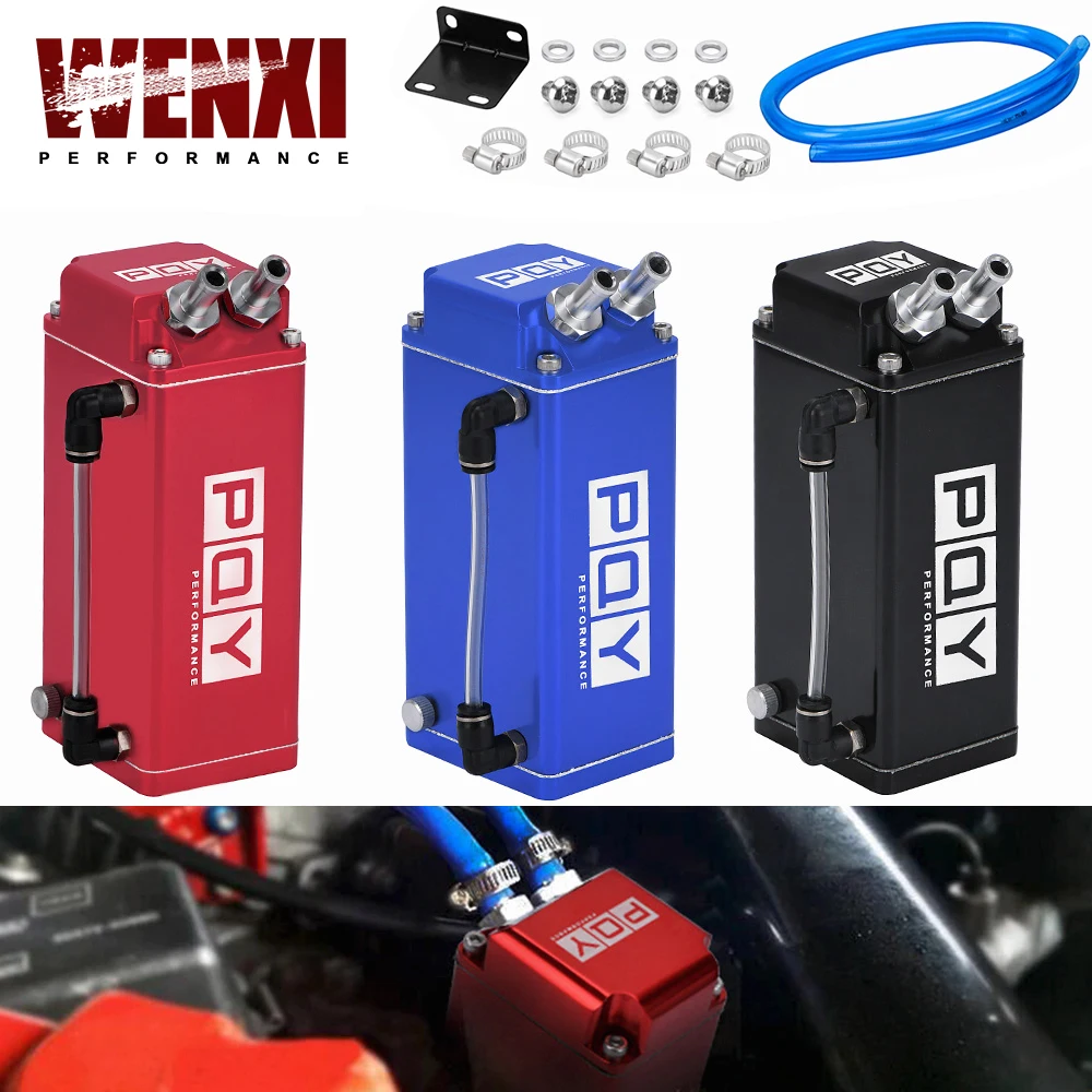 Universal Engine Square Shape Oil Catch Can Oil Tank Reservoir With 2 Bigger Fittings Oil Catcher WX-TK80