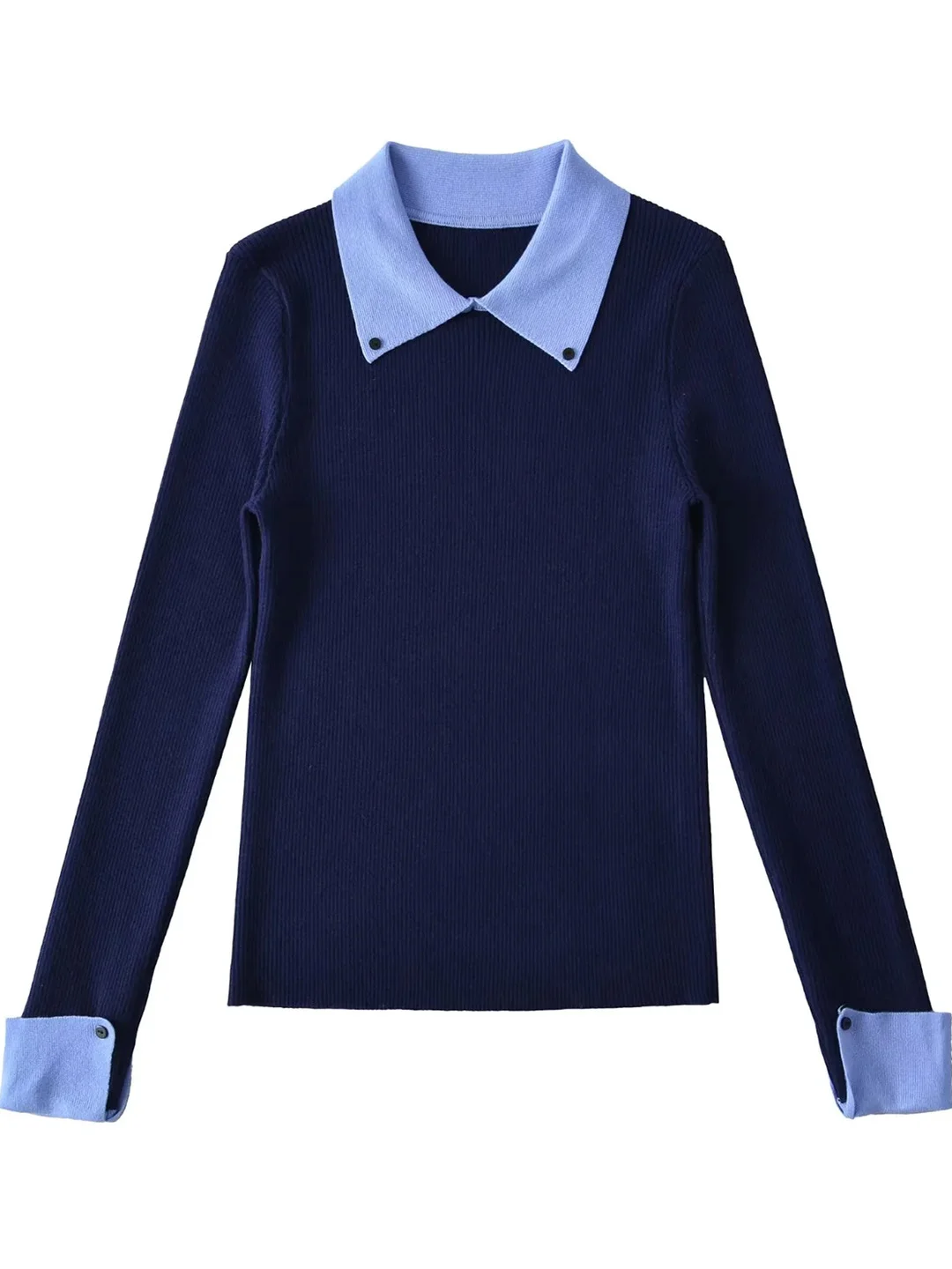 

Облегающий вязаный свитер с цветовыми блоками, женский базовый слой, повседневный, однотонный, модный дизайн, новинка осени 2025