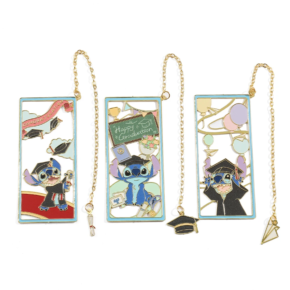 Happy Graduation Party Favors Gifts for Students Cute Cartoon Disney Stitch Creative Brass Bookmark for Fans Collection